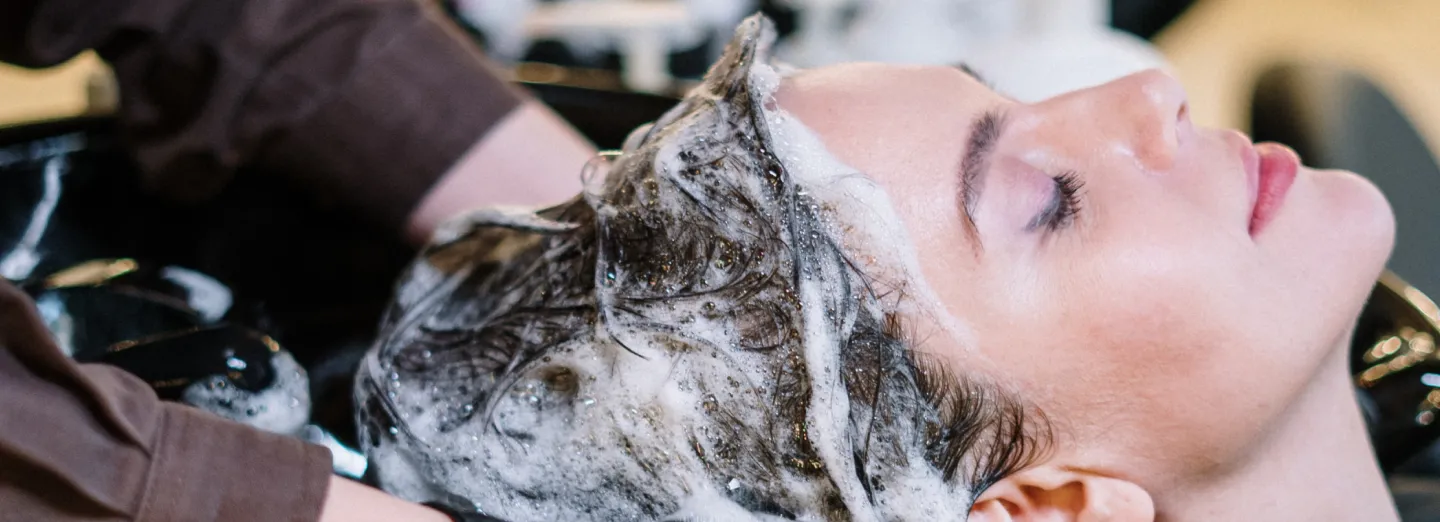 woman shampooing